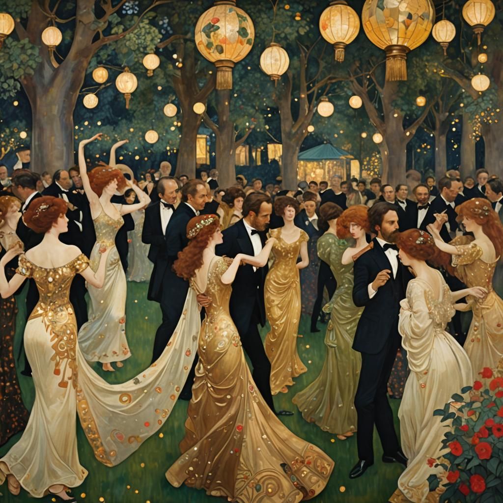 Outdoor Ball as Art Nouveau Oil Painting