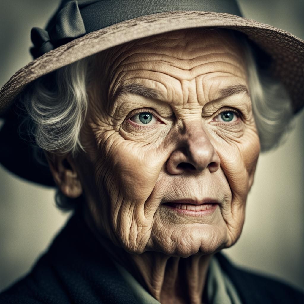 Judie Dench as Miss Marple: Hyperrealistic Portrait