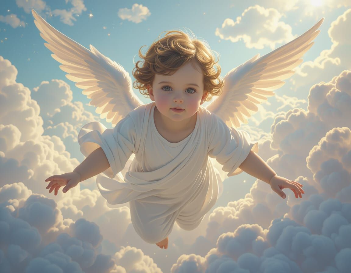 Neoclassical Cherub Portrait in Dynamic Lighting