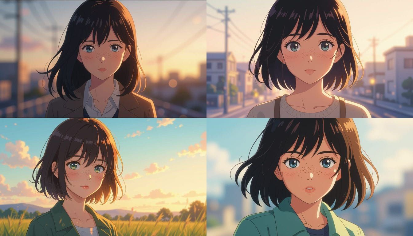 Anime Character with Freckles and Soft Shadows