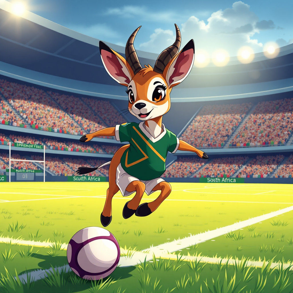 Springbok Rugby Anime Art on a World Class Field
