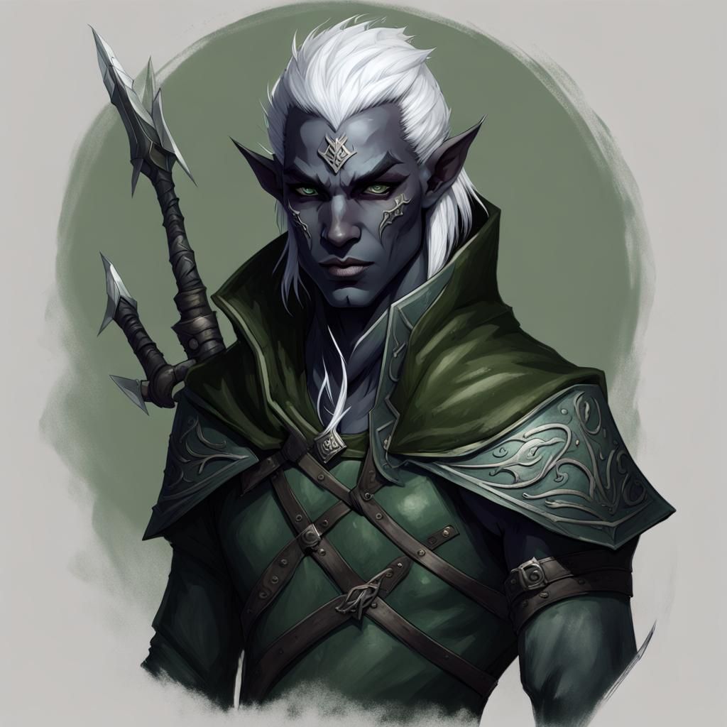 Drow Ranger with Obsidian Skin and White Mohawk