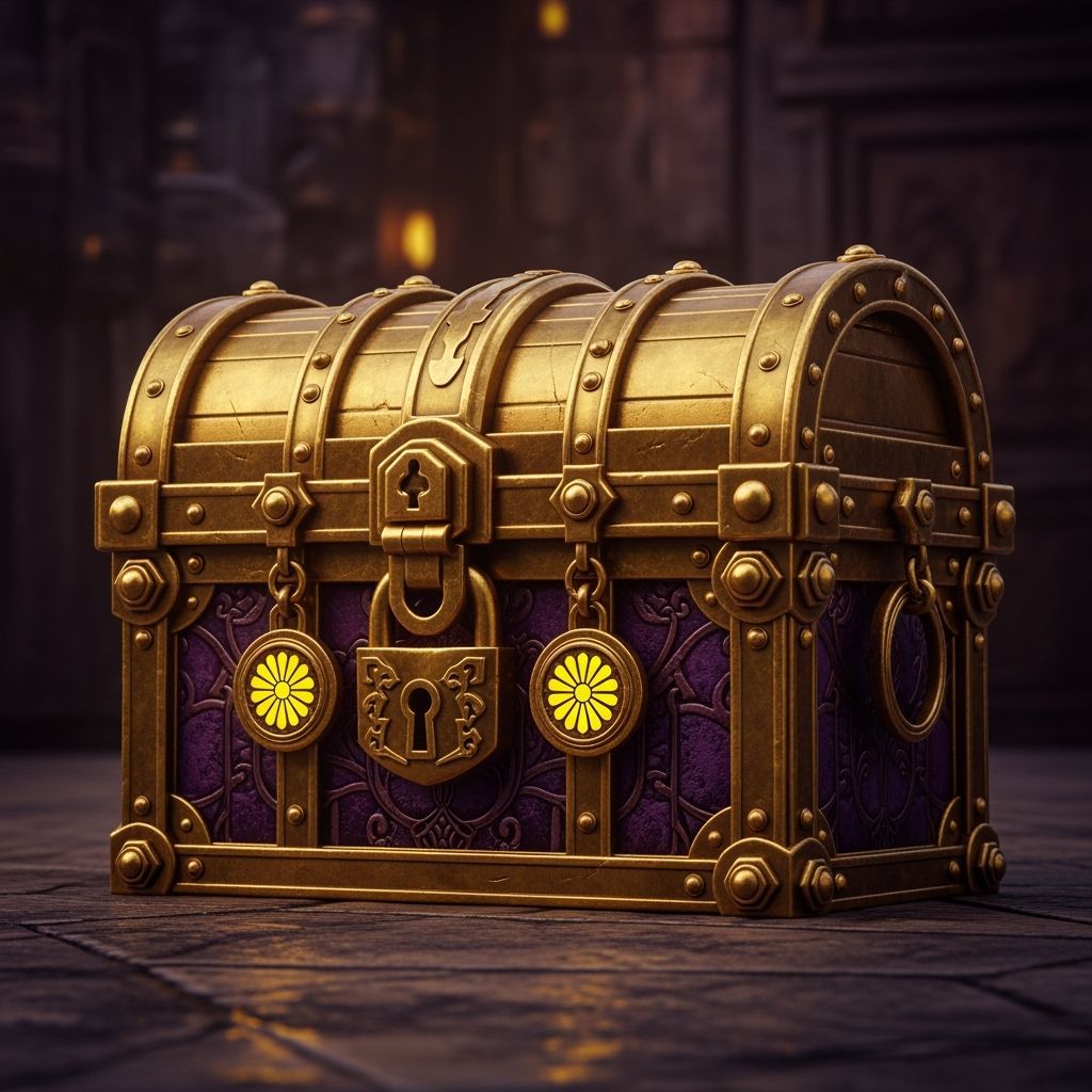 Gold Treasure Chest in Dark Fantasy Style