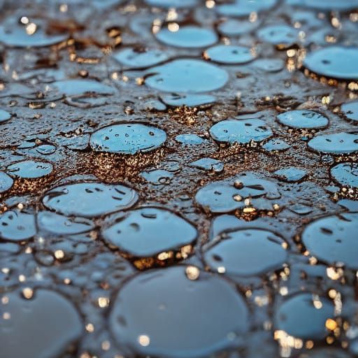 Raindrop Reflections in a Puddle Captured with DSLR Precisio...
