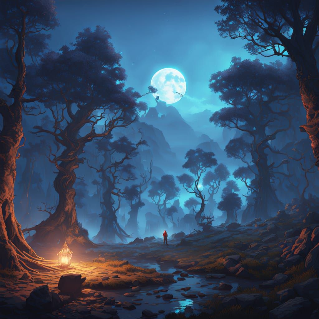 Whispering Dark Forest at Twilight