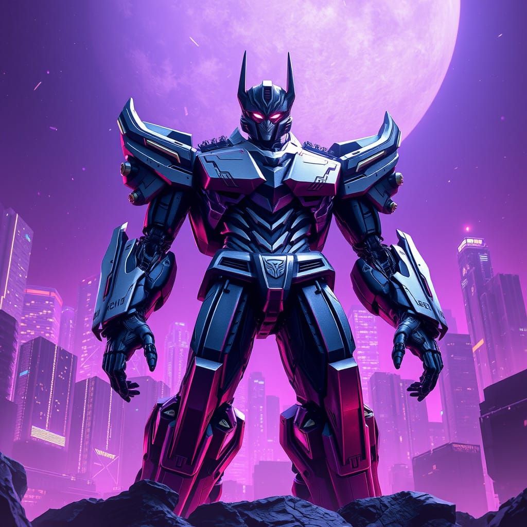Cyberpunk Megatron in Epic 3D Anime Art Style