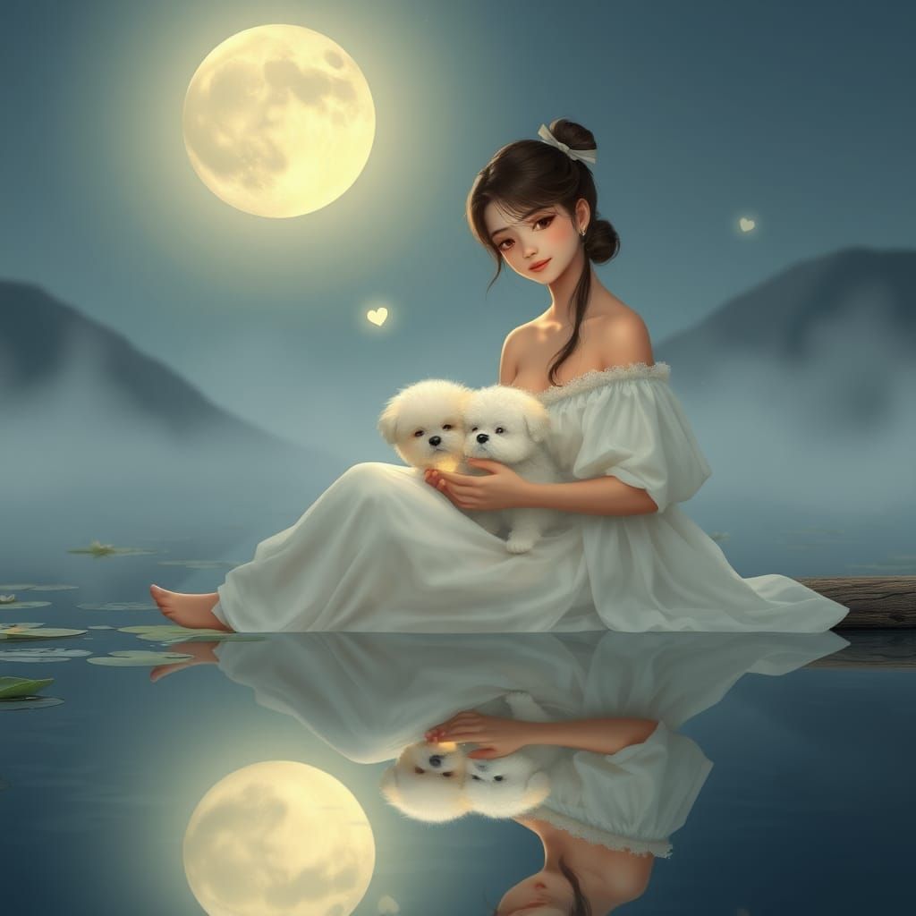 Ein friedlicher Abend: Mensch und treue Pfoten im Einklang m...