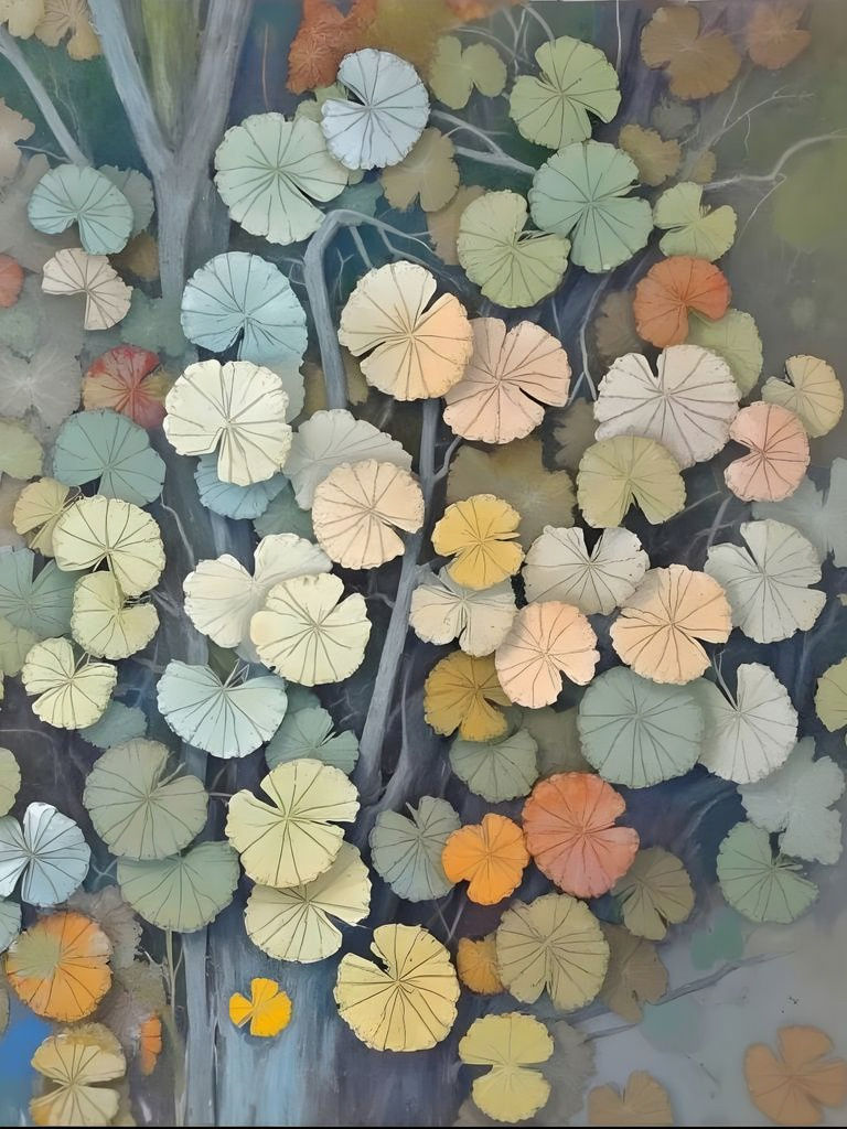 Textured Abstract Leaves Painting