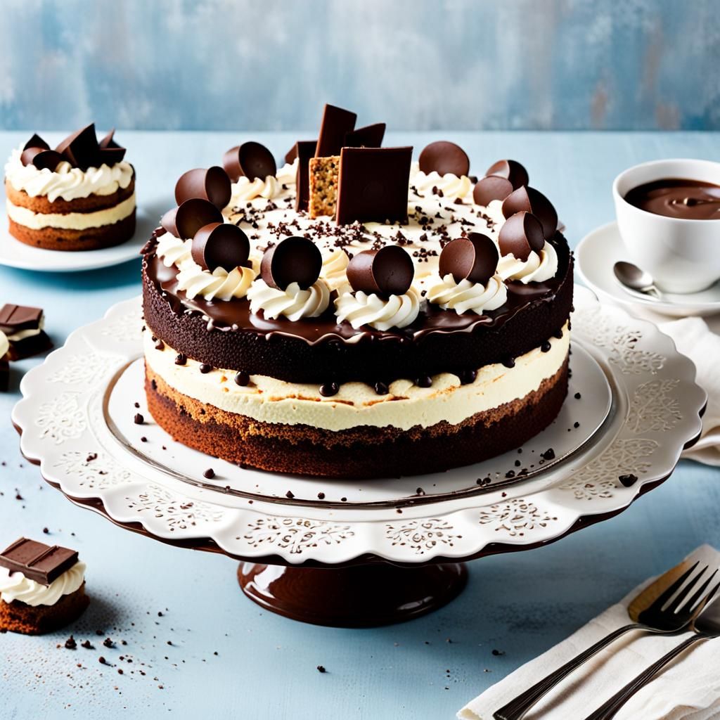 Delicious Biscuit Cake with Cream and Chocolate
