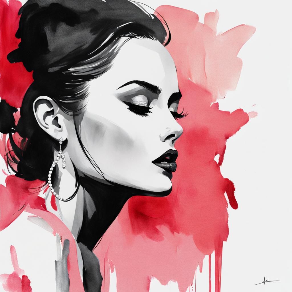 Assiduous Figure in Watercolor Illustration Style