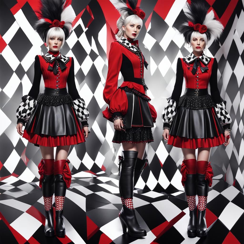 Harlequin Woman in Detailed Fantasy Art