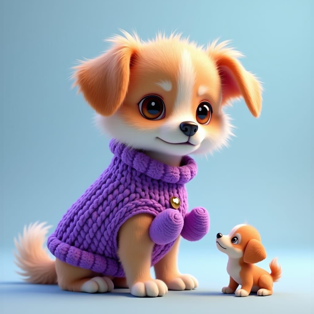 Dog in Purple Vest: Anime-Inspired Digital Art