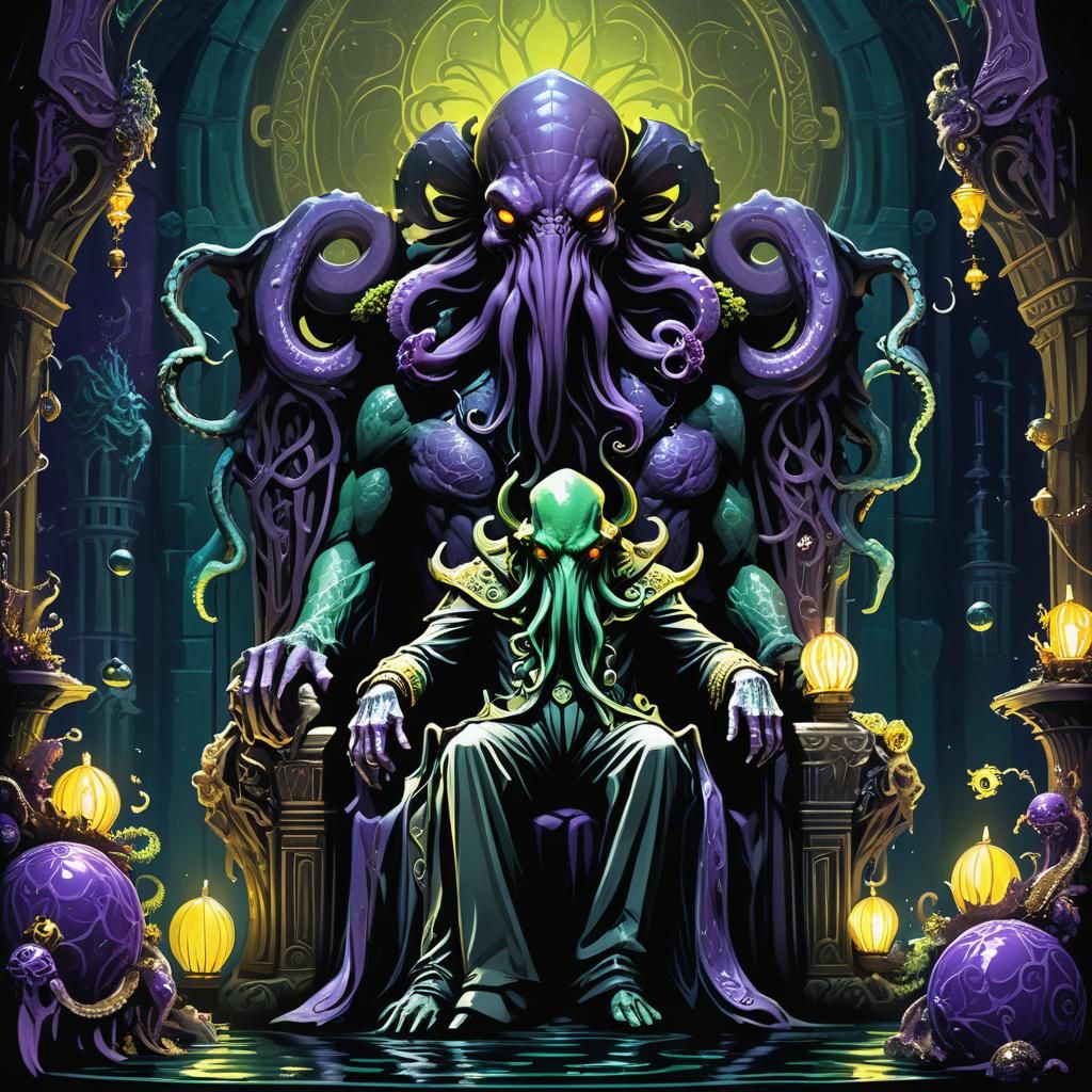Ethereal Horror: Cthulhu Reigns in Underwater Christmas Lair