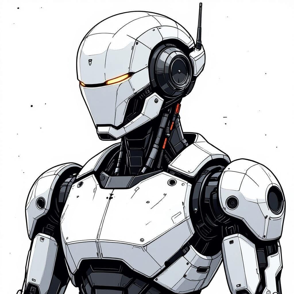 Minimalist Robot AI Line Art for Coloring Book