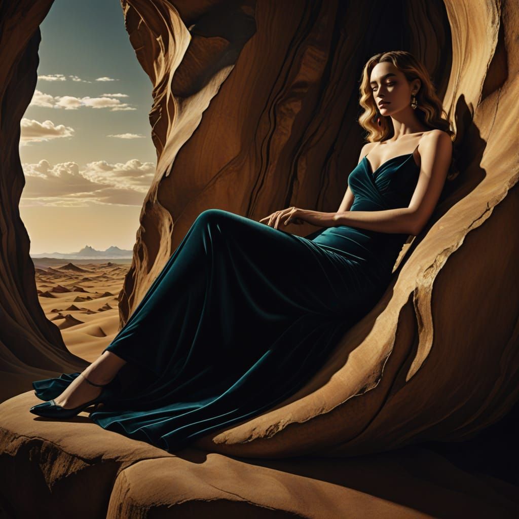 Surrealistic Rock Formation in a Dali-Inspired Dream