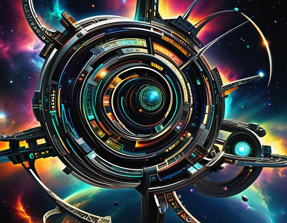 Teslapunk City Floating in Deep Space