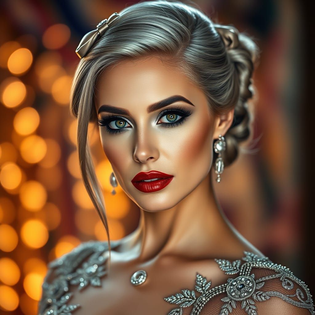 Elegant Woman in Luxury Evening Gown
