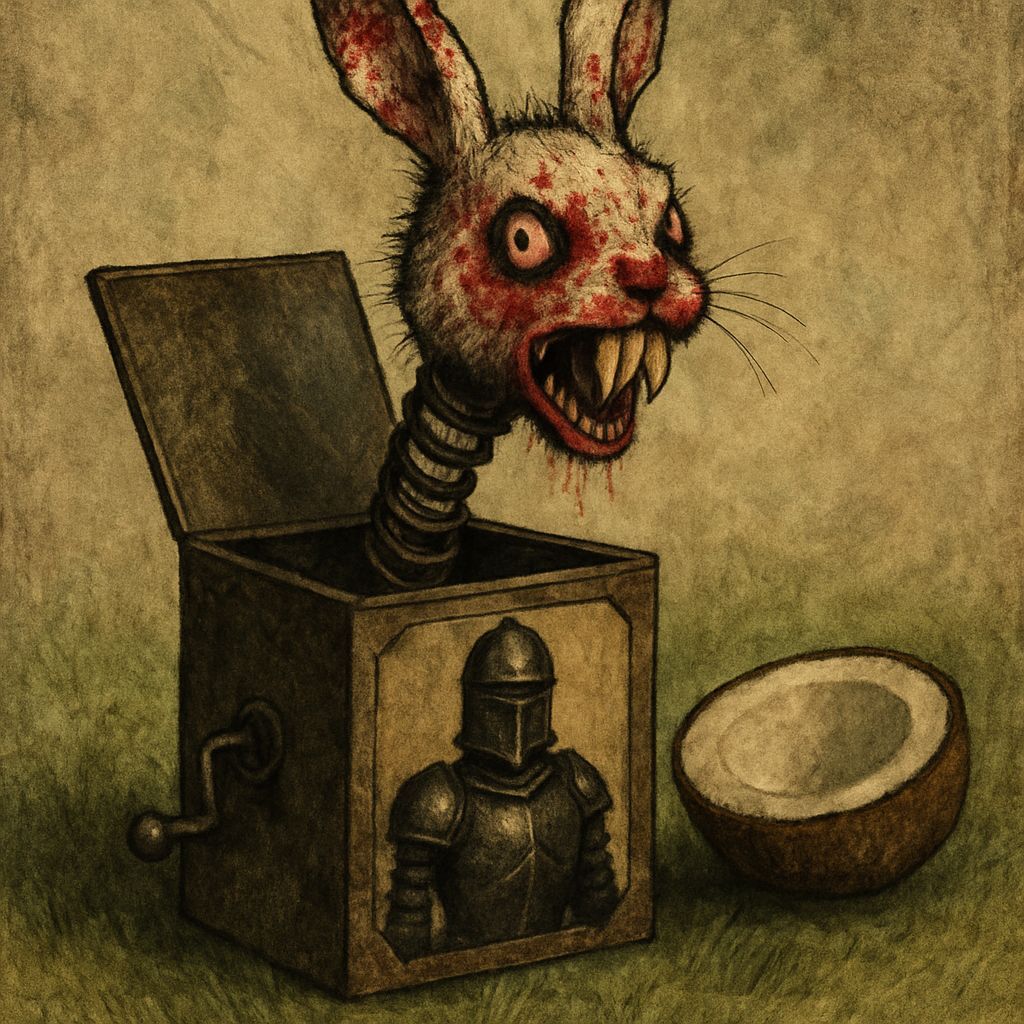 Menacing Rabbit Jack-in-the-Box in Surreal Style