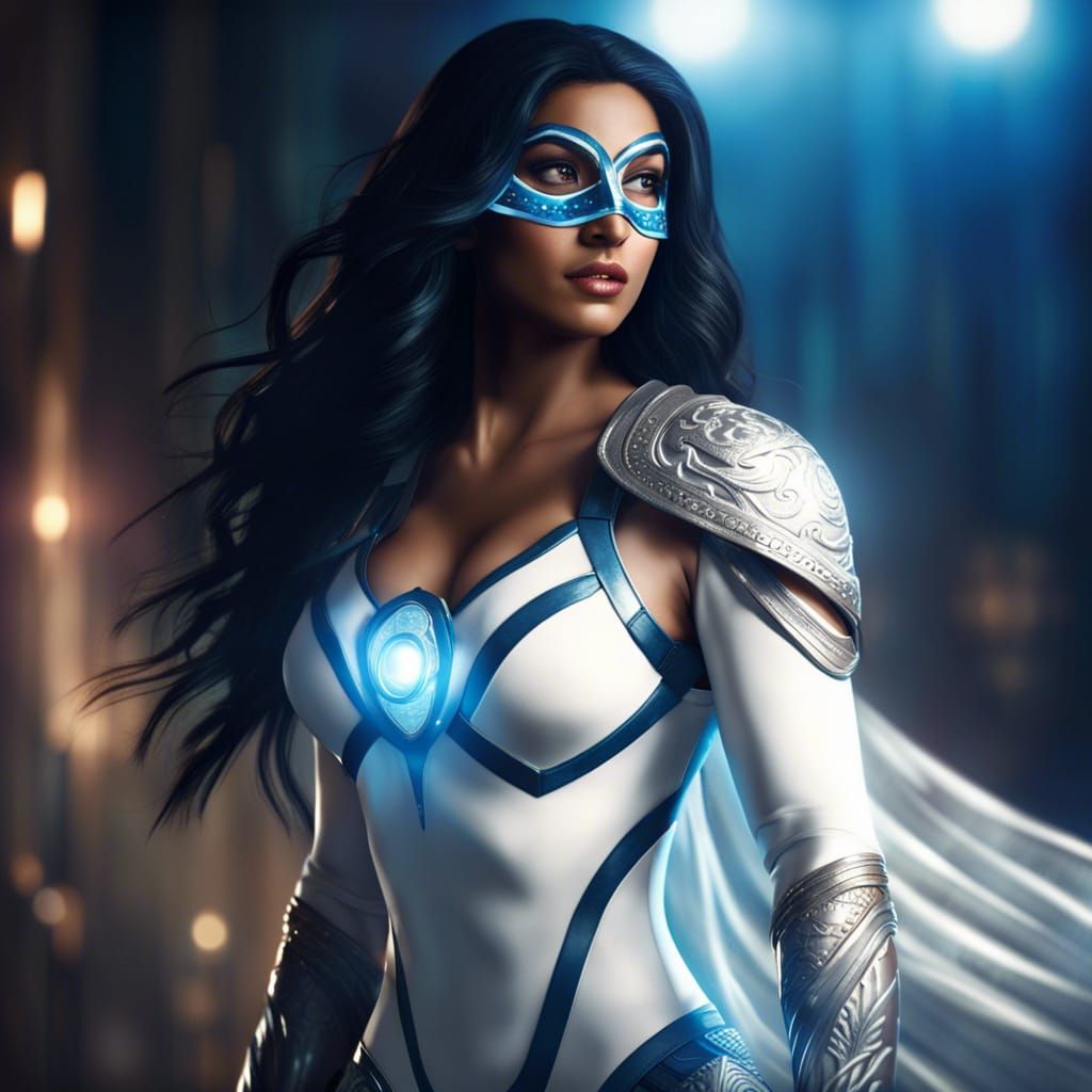 Indian Superhero with Teleportation Powers in White Armor