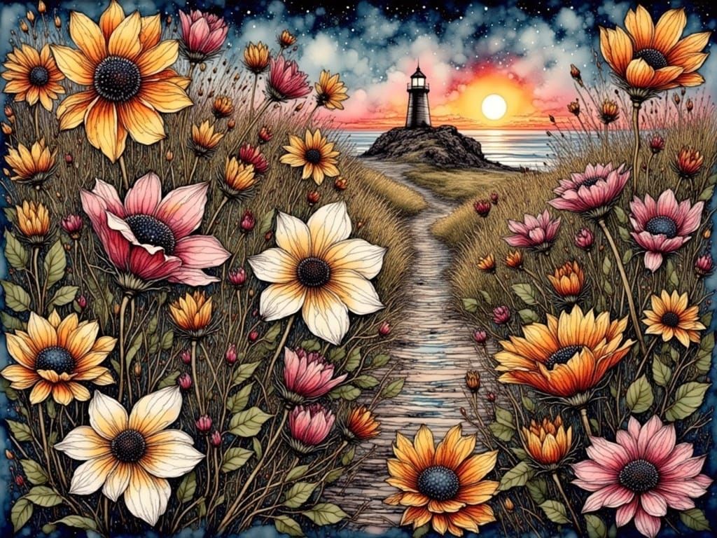 Stormy Lighthouse on Shifting Dune by Stewart Edmondson Styl...