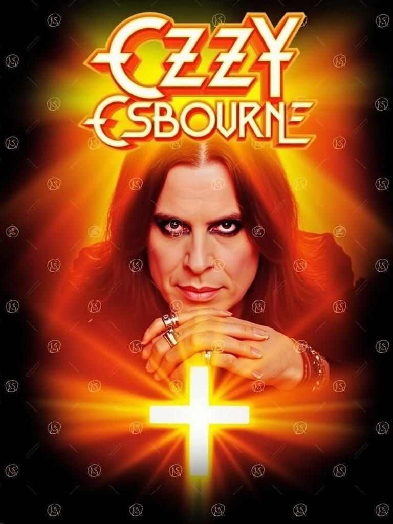 Ozzy Osbourne: Iconic Portrait Against Fiery Backdrop