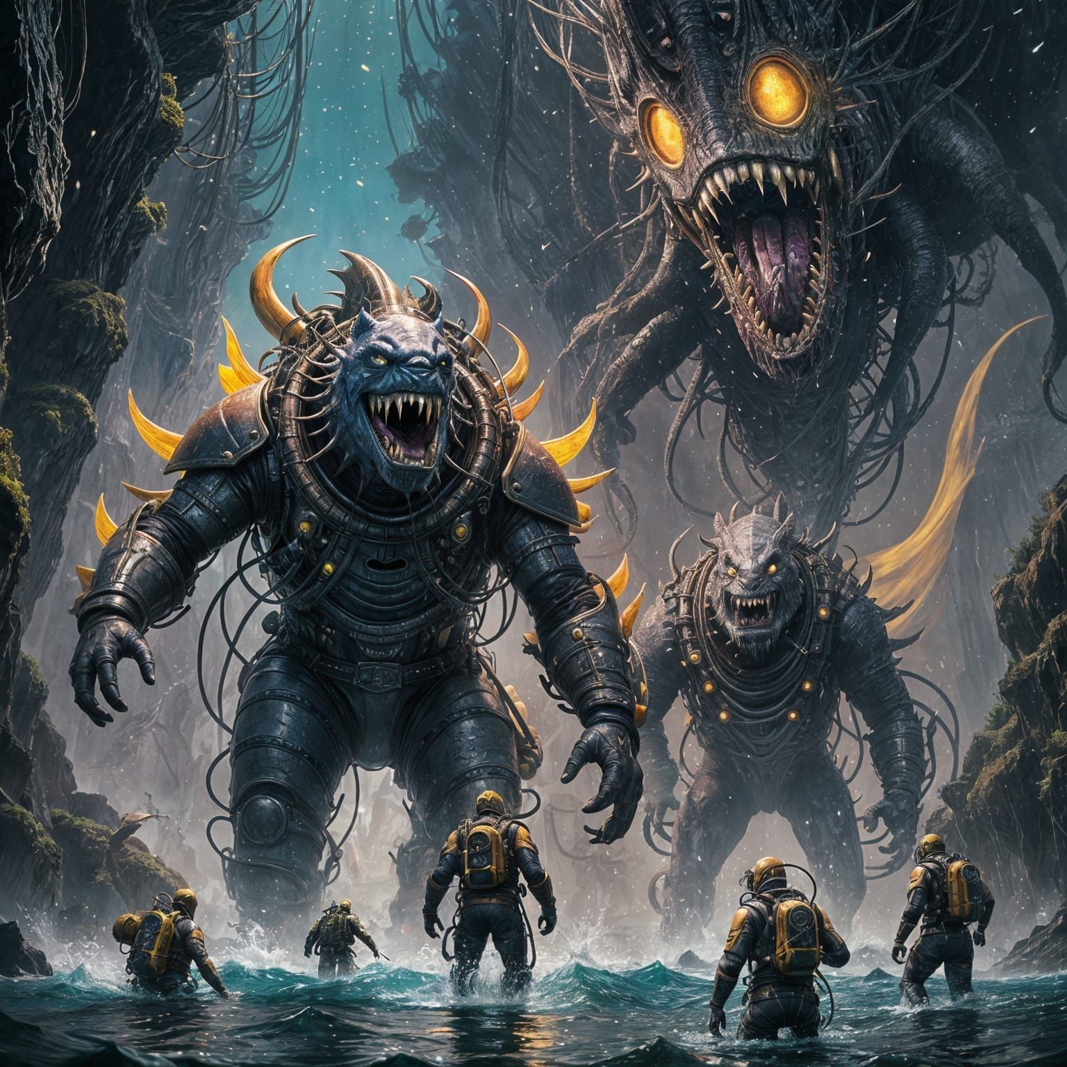 Underwater Monster Discovery: Dark Fantasy Concept Art