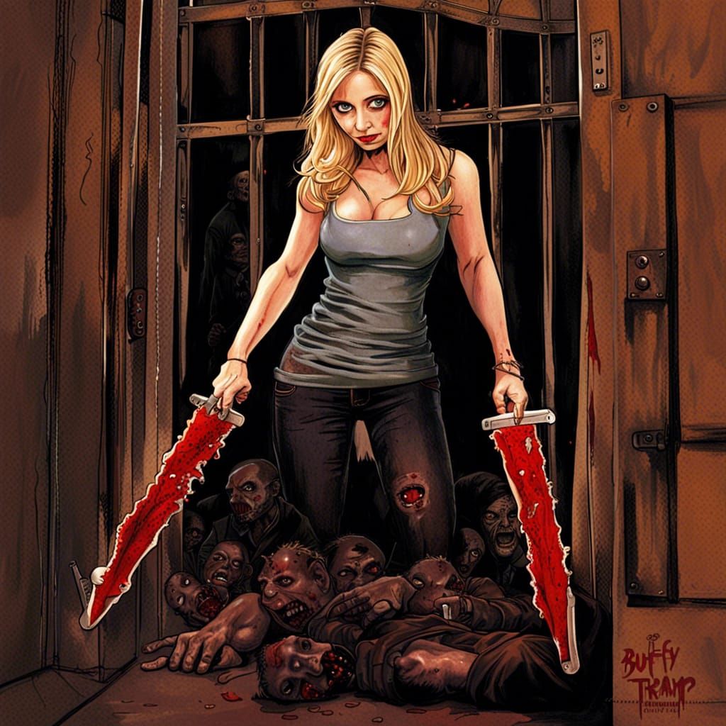 Zombie Slayer in Pulp Cover Art Style