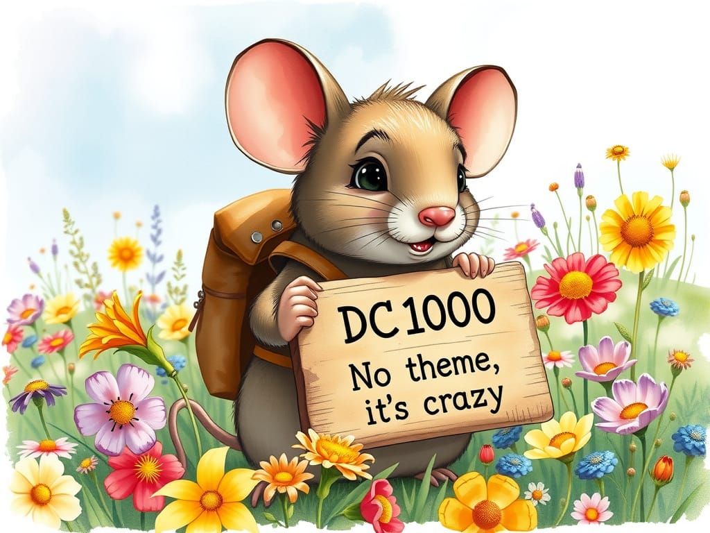 Cartoon Mouse in Meadow, Beatrix Potter Style