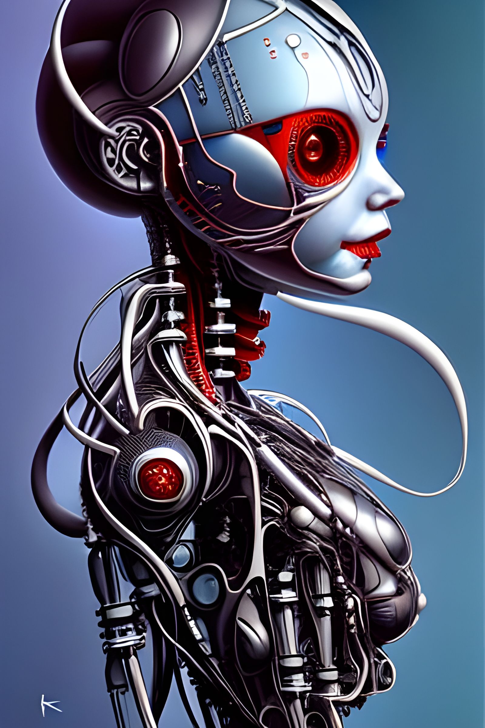 Biomechanical Robot Butler with Cybernetic Implants