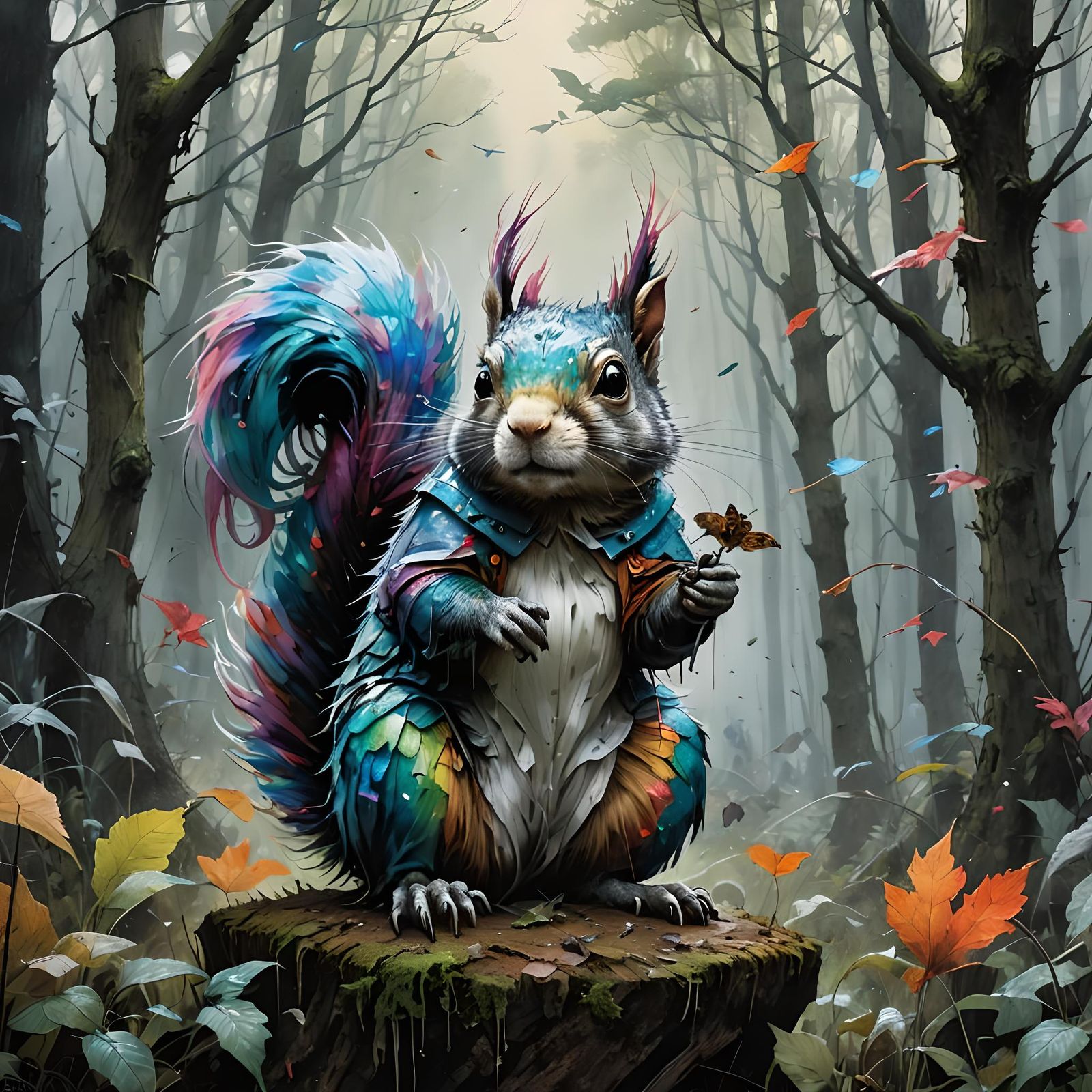 Hyperdetailed Fantasy Battlesquirrel Illustration