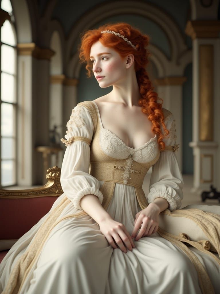 Regency Beauty in Red: A Daydream Portrait