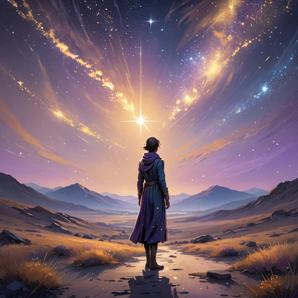 Figure in Starry Landscape Concept Art
