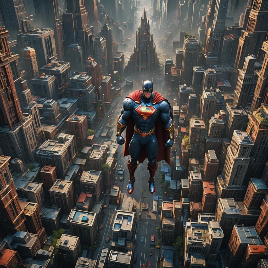 Dynamic Superhero Concept Art in Detailed Matte Style