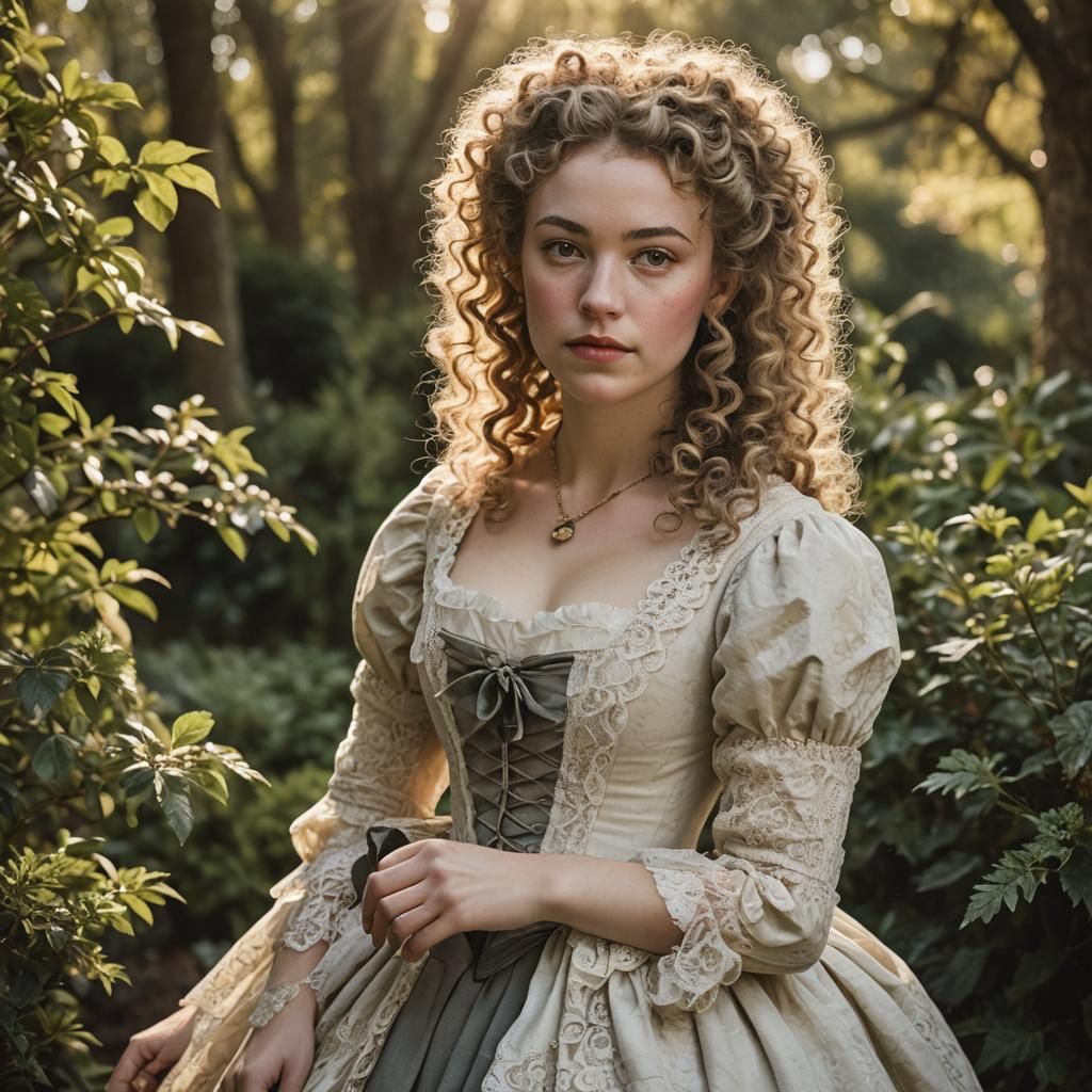 Ethereal 18th Century Portrait of a Girl in Garden