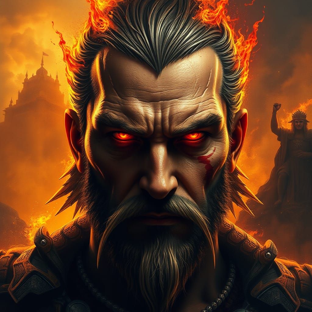 Fiery-Eyed Man in Fantasy Concept Art