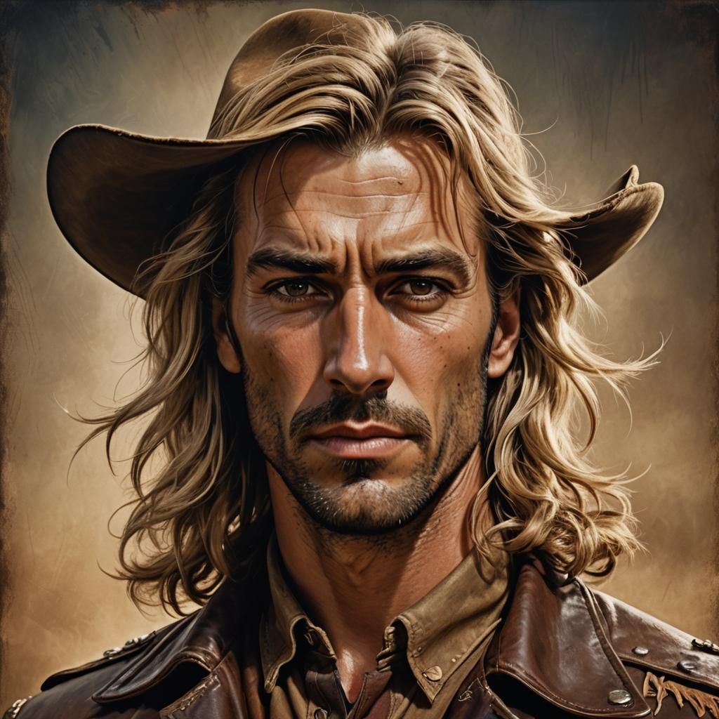 1940s Cowboy Supervillain Hyperrealistic Portrait