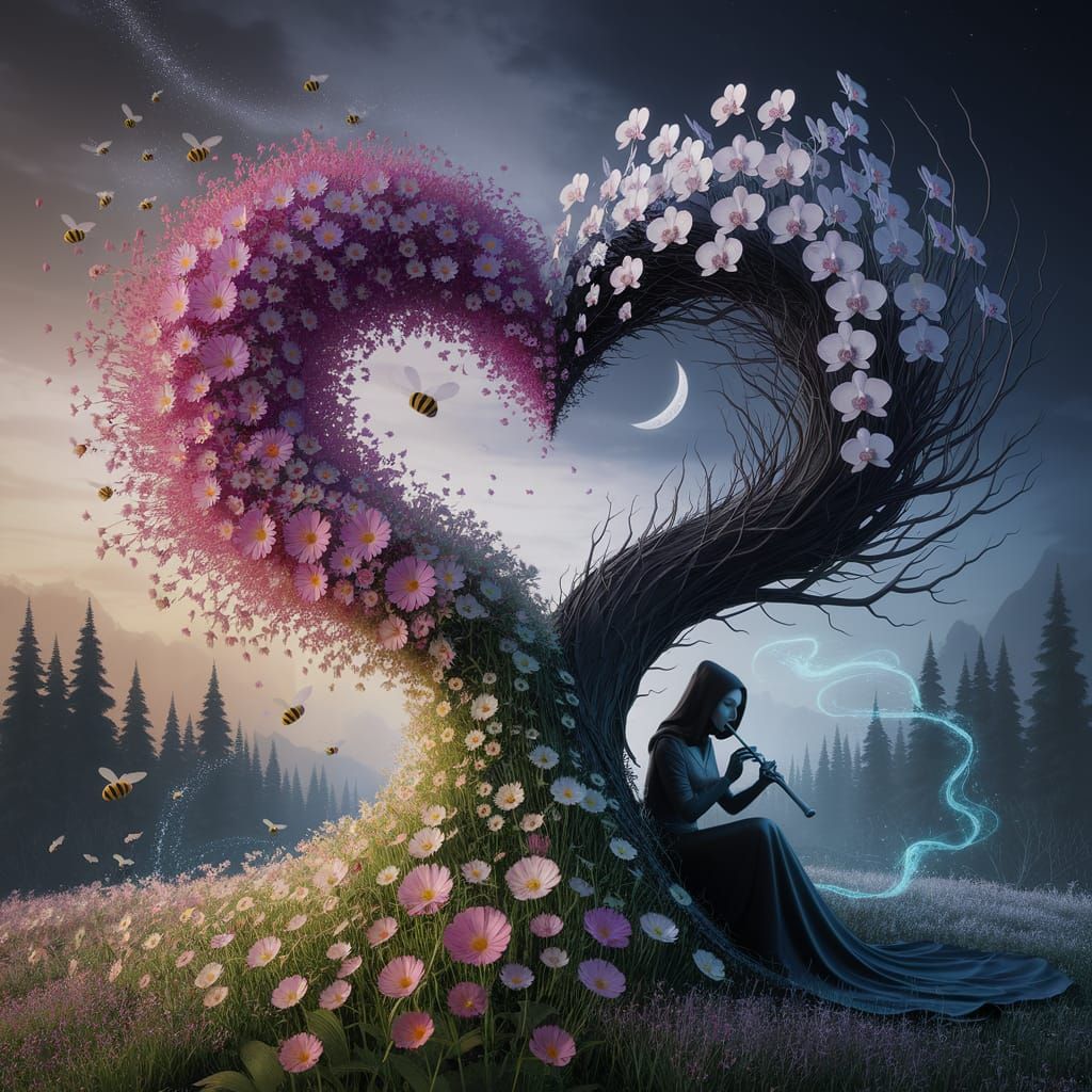 Garden of Eternity: A 3D Rendered Balance of Life and Death