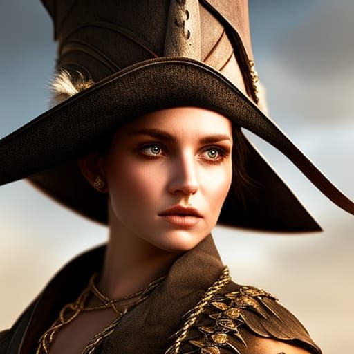 Pirate Girl Portrait in Hyperrealistic Style