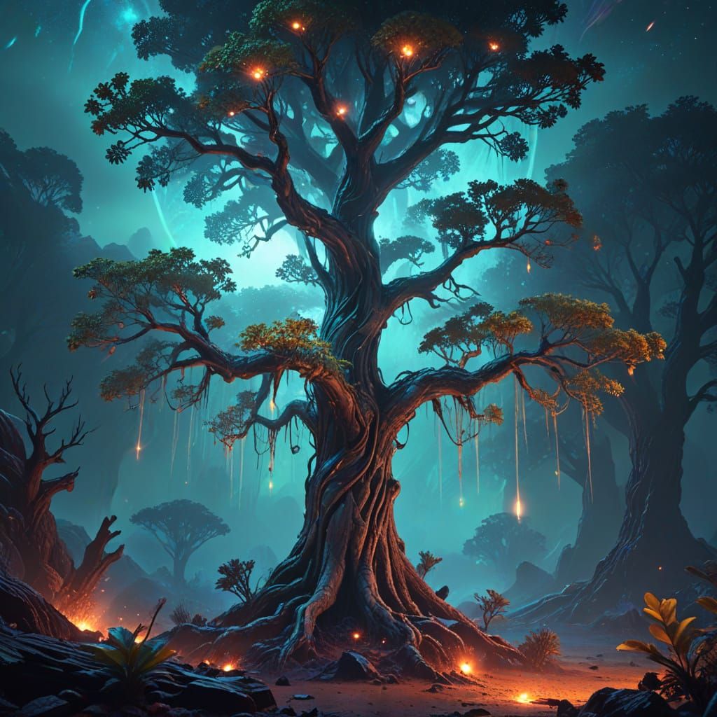 Alien Tree on Distant Planet: Digital Art