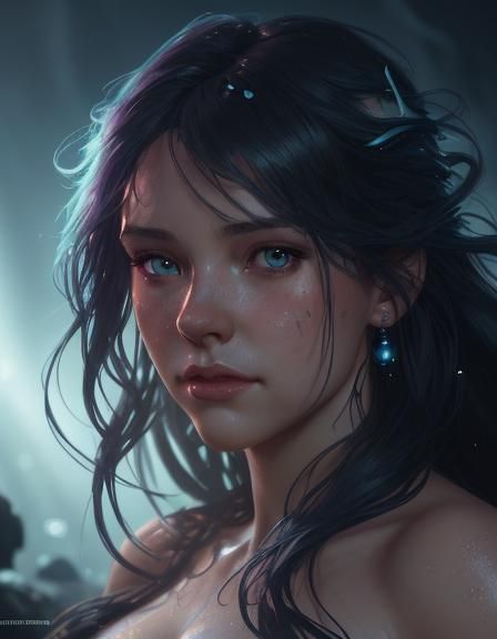 Little Mermaid with Shining Eyes: Dark Disney Portrait