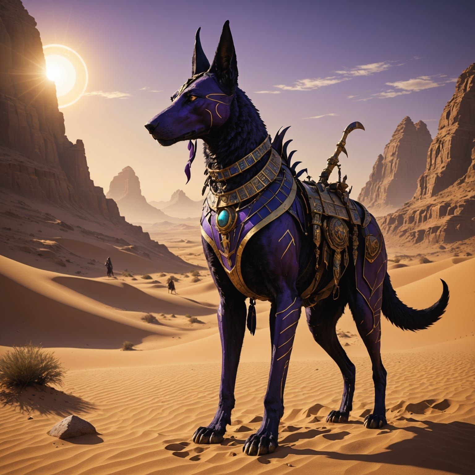 Spectral God of the Desert Realm in Dark Fantasy Style