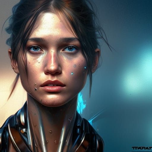 Hyperdetailed Terminator Girl Portrait in Unreal Engine 5