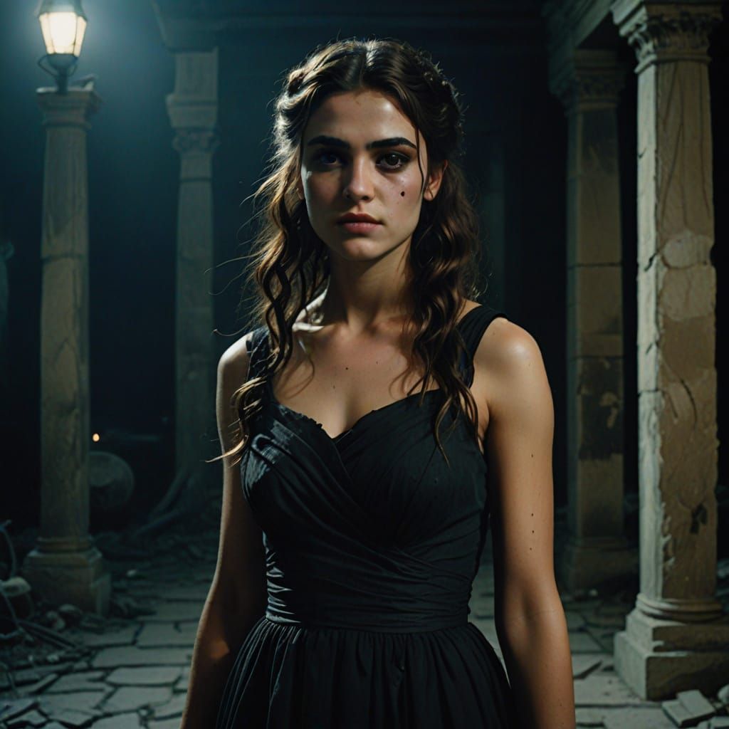 Greek Goddess of Nightmares in Cinematic Film Still