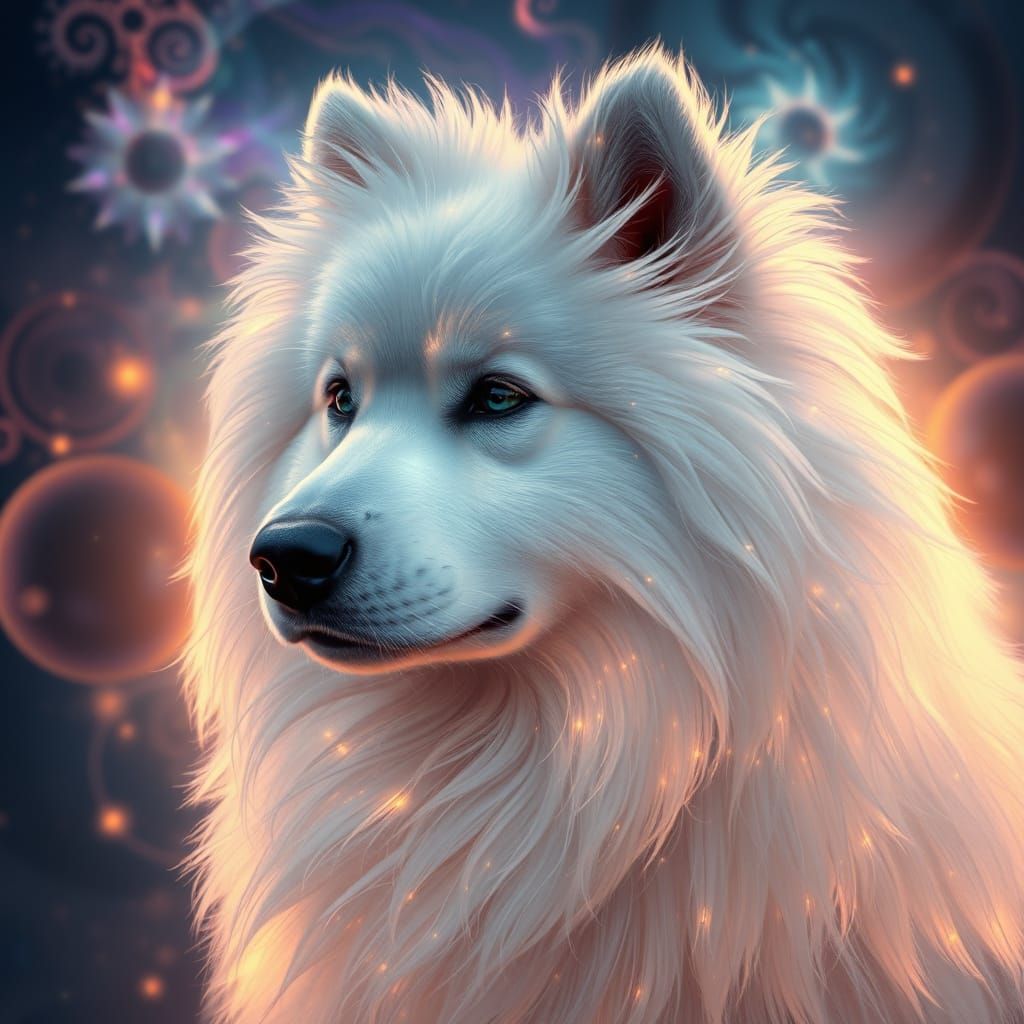 Ethereal Samoyed in Art Nouveau Style