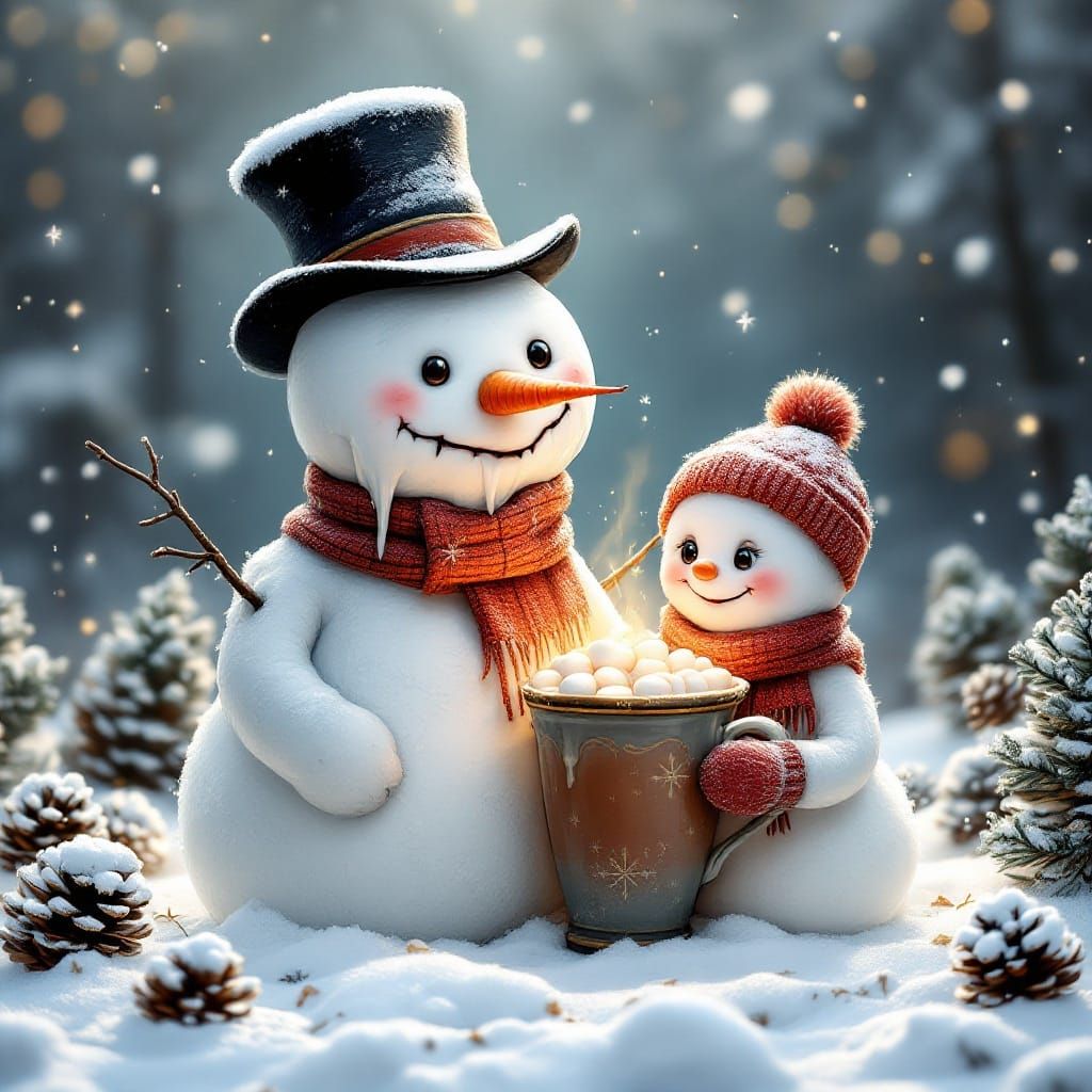Snowmen Coffee Break: A Whimsical Winter Scene