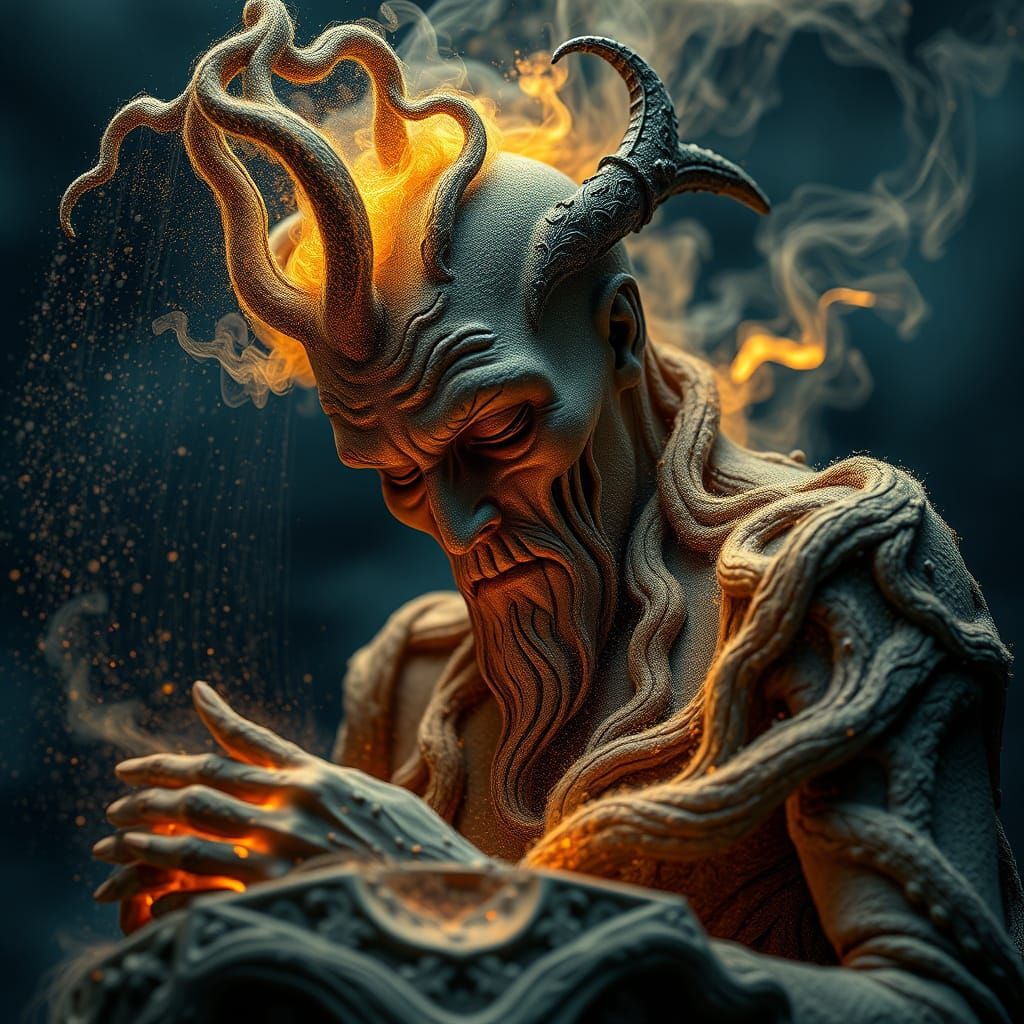 3D 8K UHD hyper detailed ultra realistic of The Sandman Morpheus is creating a dark fantasy masterpiece that explores dr...