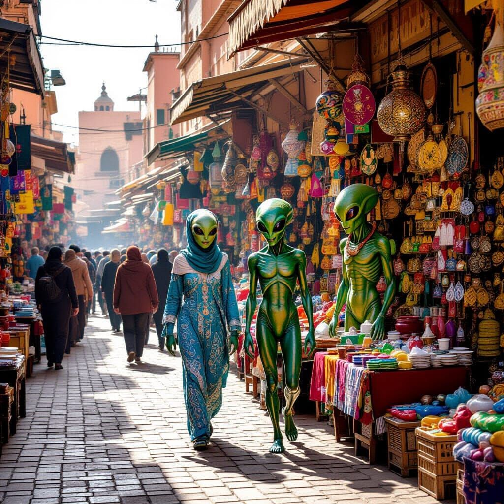 Aliens Visit a Marrakesh Market