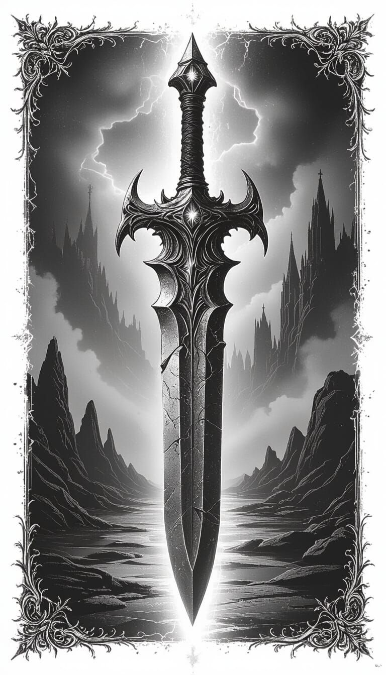 Mystical Artifact in Black and White Sketch