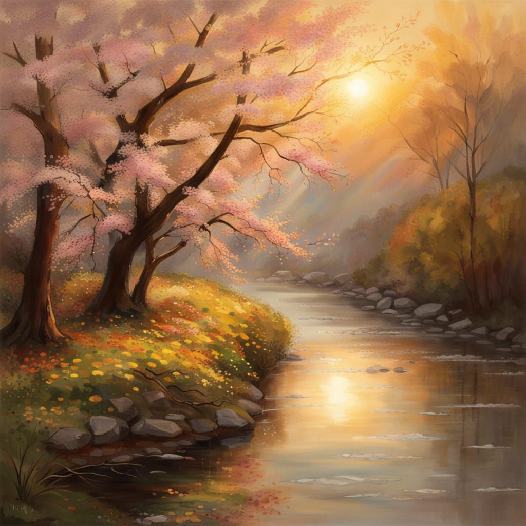 Spring Dawning: Detailed Matte Painting in Deep Color