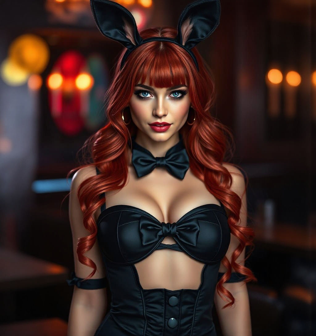 Glamorous Cocktail Waitress in Hyper-Realistic Digital Art